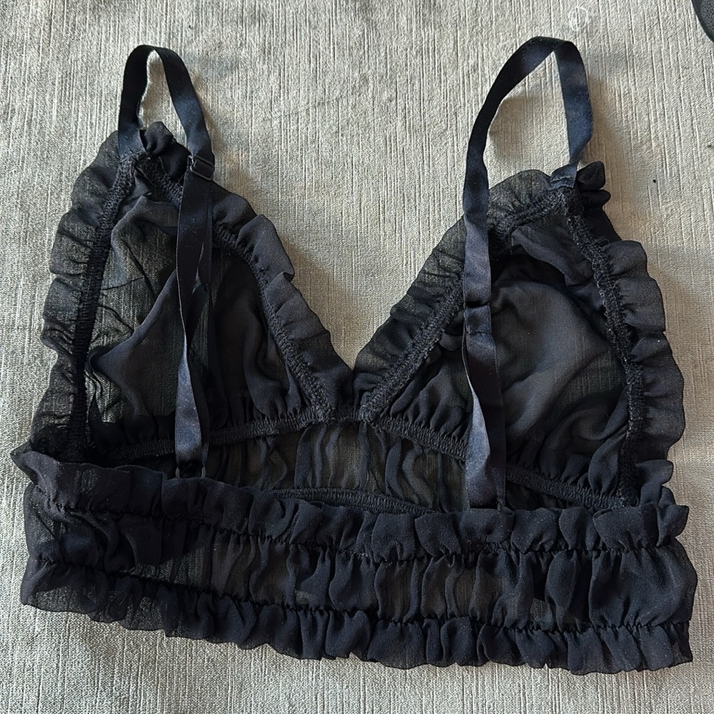 Silk French chiffon sheer bralette style Top Pull over Tee or under blazer